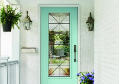 a house with a glass door