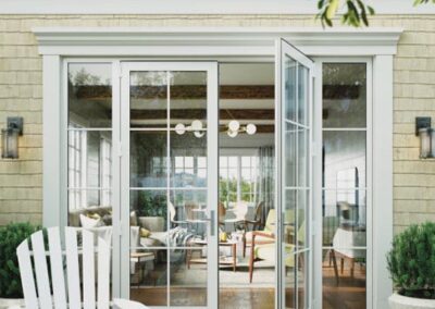 a house with hinged doors