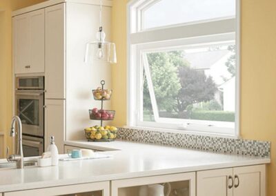 kitchen with a glass window